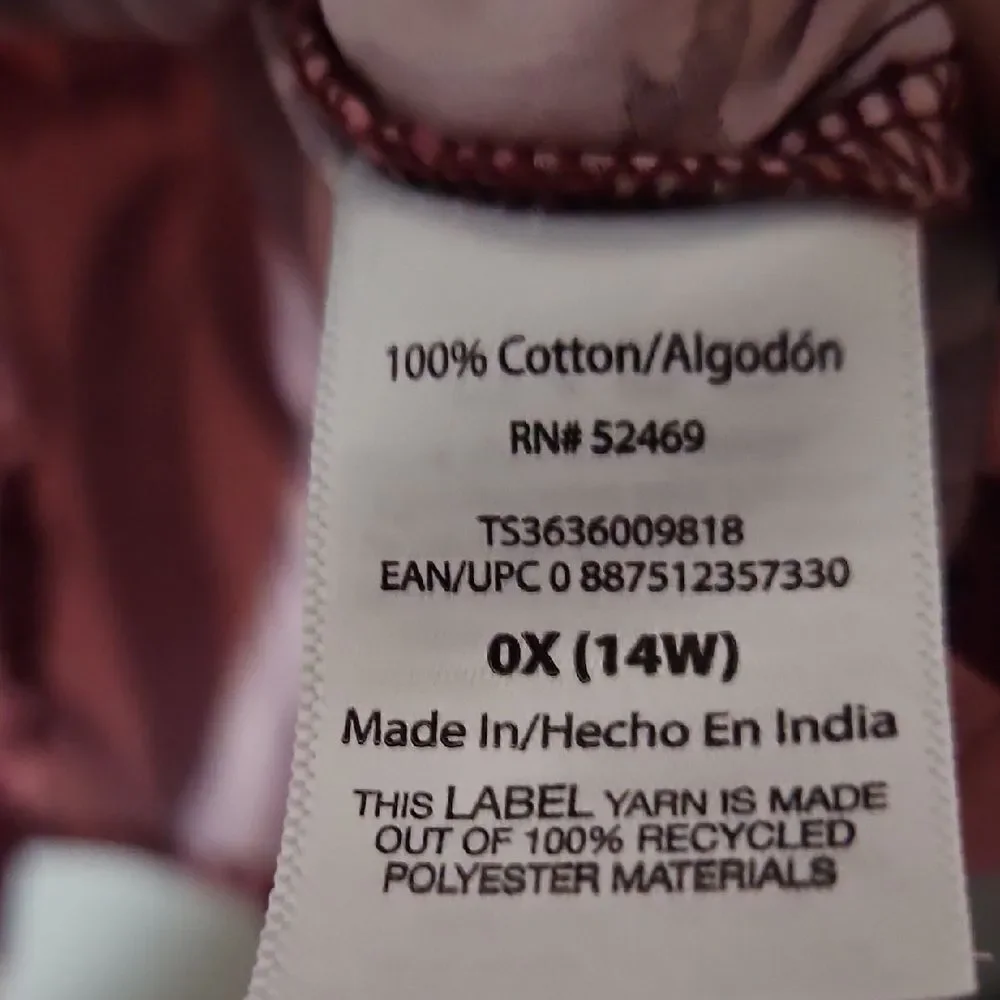 Terra & Sky Pink and Burgundy Blouse 14W